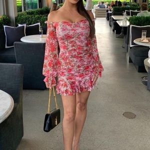 Boohoo floral spring pink dress